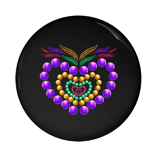 Purple, Yellow Golden And Green Beads Heart For Pin Buttons