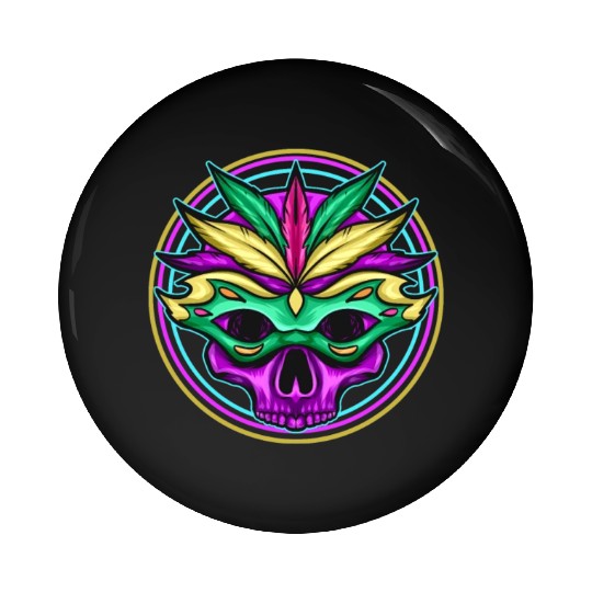 Logo Masked Purple Skull For Mardi Gras Pin Buttons