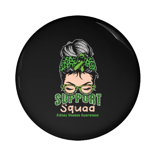 Support Squad Green Kidney Disease Awareness Month Pin Buttons