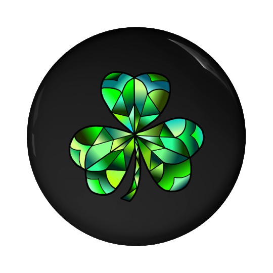 Green Gradation Stained Glass Irish Clover Pin Buttons