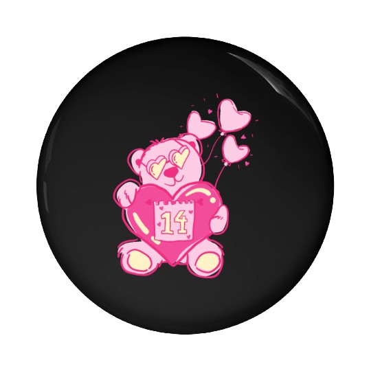 Teddy bear valentine with balloons Pin Buttons