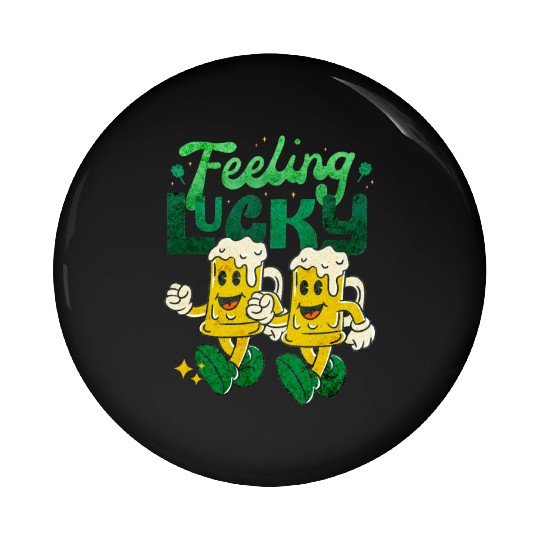 St Patrick's Day Feeling Lucky Retro Vintage Beer Pin Buttons