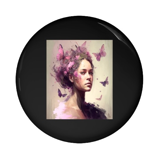 Breast Cancer Survivor Pink Flower Hair Girl Pin Buttons