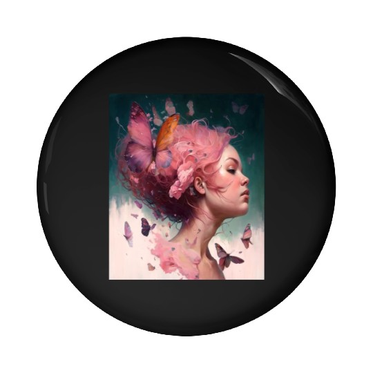 Breast Cancer Survivor Pink Flower Hair Girl Pin Buttons