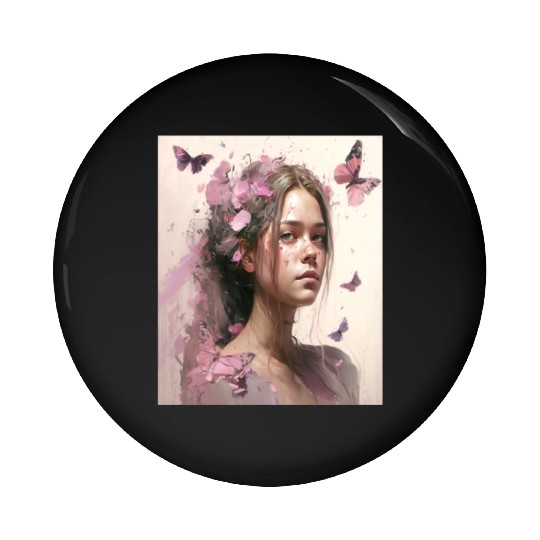 Breast Cancer Survivor Pink Flower Hair Girl Pin Buttons