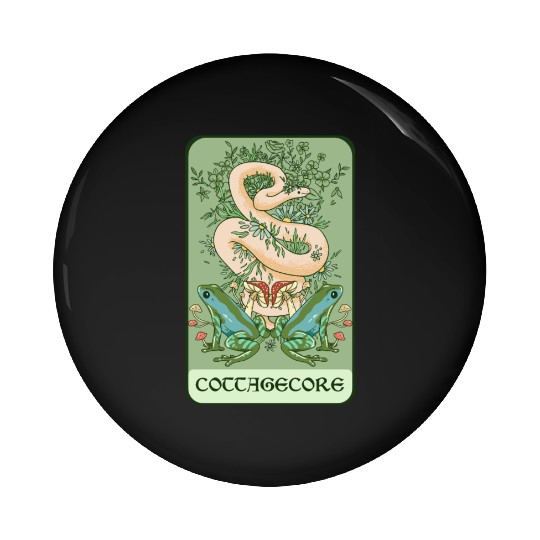Tarot Card Goblincore Snake Cottagecore Frog Aesth Pin Buttons