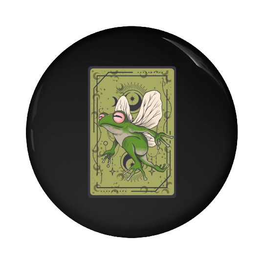 Frog Fairy Tarot Card Celestial Moon Occult Cottag Pin Buttons