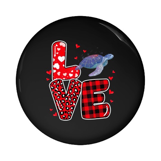Sea Turtle Lover Heart Sea Turtle Valentine Pin Buttons