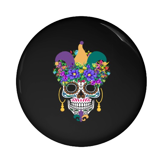 Mardi Gras Costume El Dia De Los Muertos Flower Pin Buttons