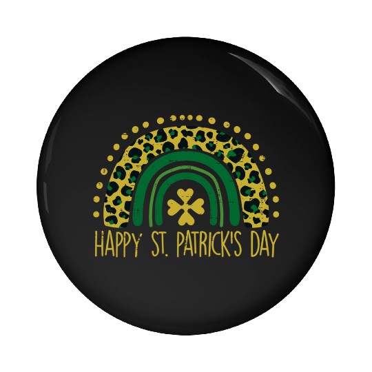 Leopard Rainbow Happy St Patricks Day Saint Paddys Pin Buttons