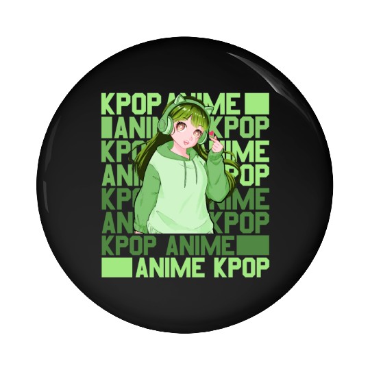 Cute Anime And Kpop Girl Finger Heart Saranghae Pin Buttons