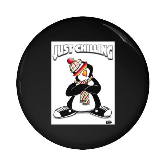 Just Chilling Penguin by Black Sheep Graphix Pin Buttons