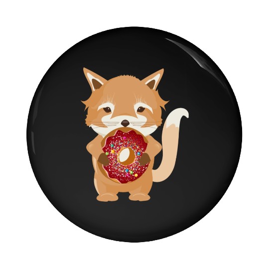 magical little fox with delicious donut Pin Buttons