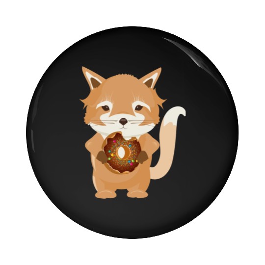 magical little fox with delicious donut Pin Buttons