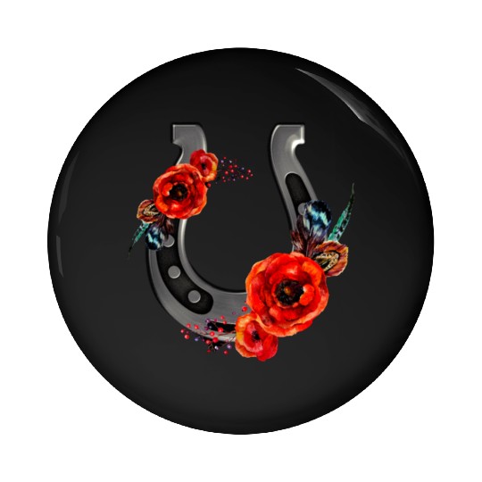 Floral Horseshoe With Poppies Pin Buttons