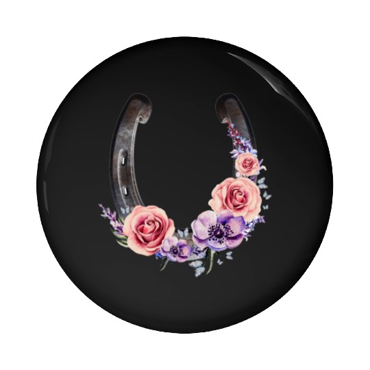Lucky Floral Horseshoe Pin Buttons