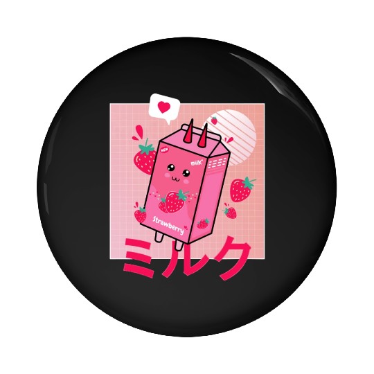 Strawberry Milk Shake Funny Retro 90s Japanese Pin Buttons