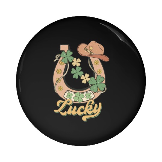 Lucky Shamrock Horseshoe Pin Buttons