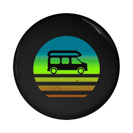 Camper Van Retro Sunset Vintage sun camping Pin Buttons