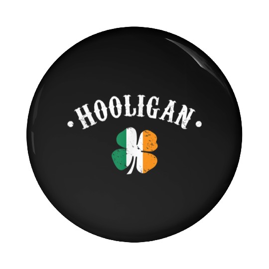 Hooligan St Patricks Day Irish Shamrock Flag Pin Buttons