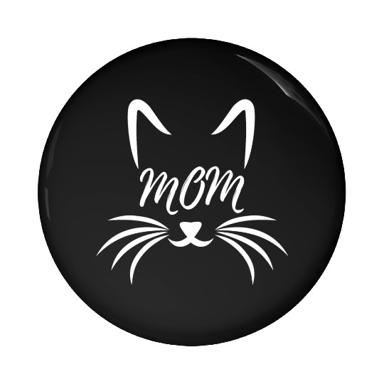 Cat mom cat head whiskers outline Pin Buttons