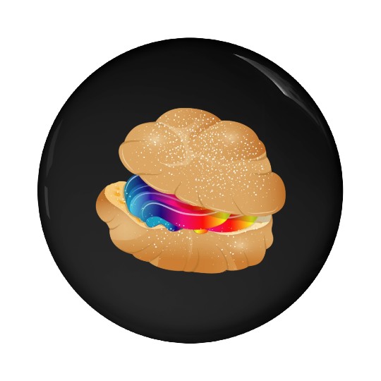 Illustration of a colorful filled cream puff Pin Buttons