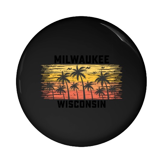 Milwaukee Wisconsin Summer Retro VIntage Vacation Pin Buttons