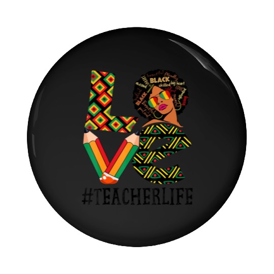 Teacher Love Afro African American Pin Buttons