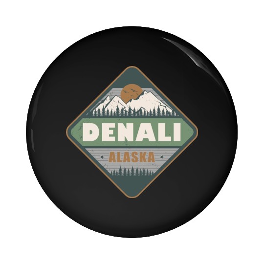 Denali Alaska US Vintage Hiking Design Pin Buttons