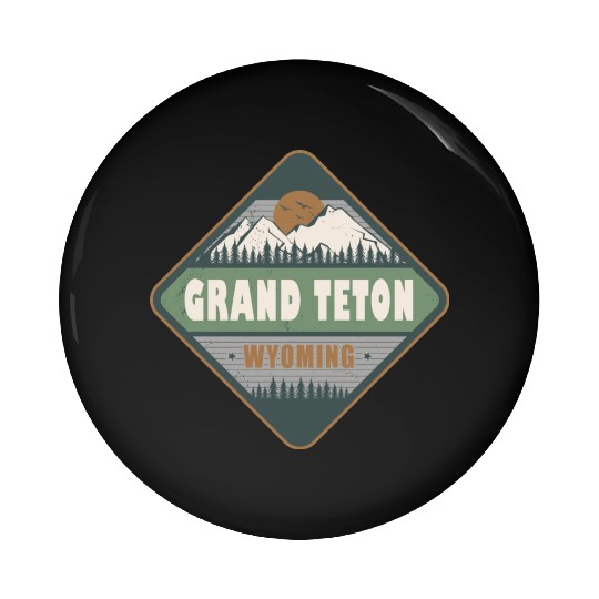 Grand Teton Wyoming US Vintage Hiking Design Pin Buttons