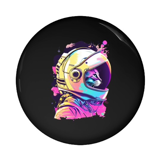 Aesthetic Vaporwave Space Cat 80s 90s Astronaut Pin Buttons