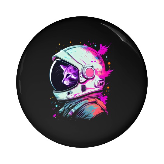 Aesthetic Vaporwave Space Cat 80s 90s Astronaut Pin Buttons