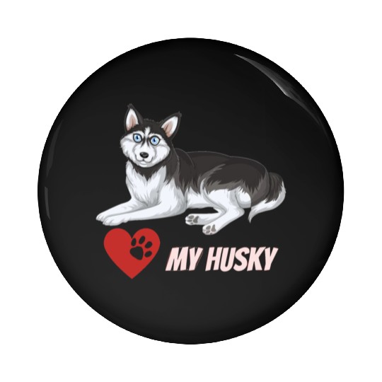I Love My Husky Pin Buttons
