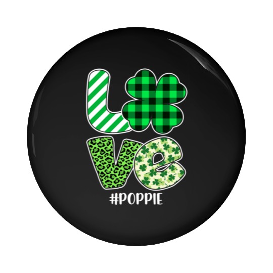 Love Poppie Green Plaid Leopard Shamrock Pin Buttons