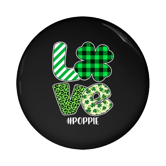 Love Poppie Green Plaid Leopard Shamrock Pin Buttons
