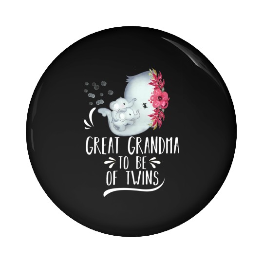 Great Grandma To Be Of Twins Elephant Baby Shower Pin Buttons