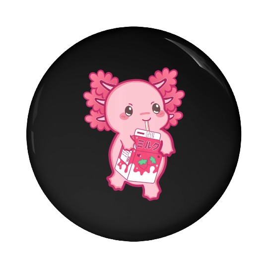 Kawaii Axolotl Strawberry Milk Teen Girl Kids Japa Pin Buttons