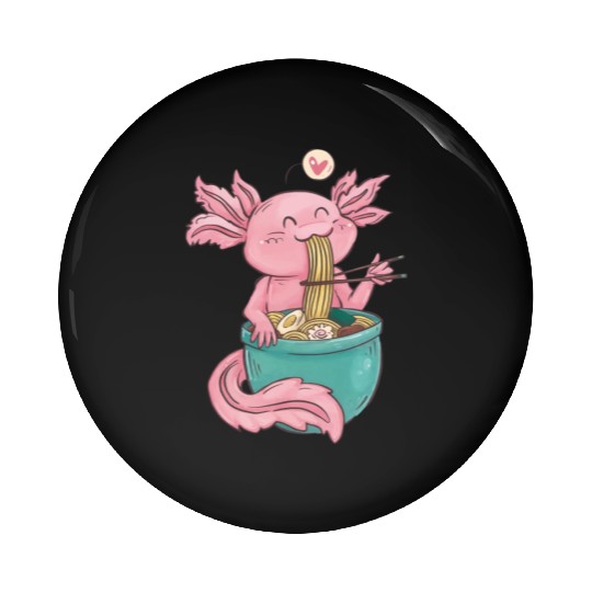 Kawaii Axolotl Eating Ramen Noodles Anime Gift Pin Buttons