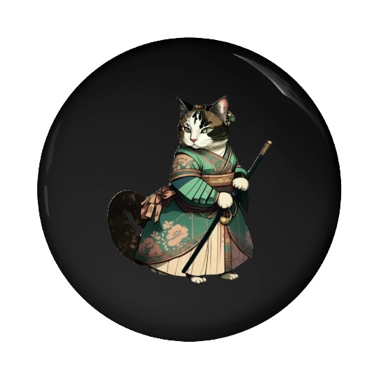 Cat Dressed as Mulan Pin Buttons