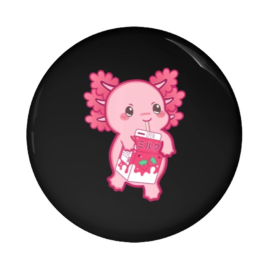 Kawaii Axolotl Strawberry Milk Teen Girl Kids Japa Pin Buttons