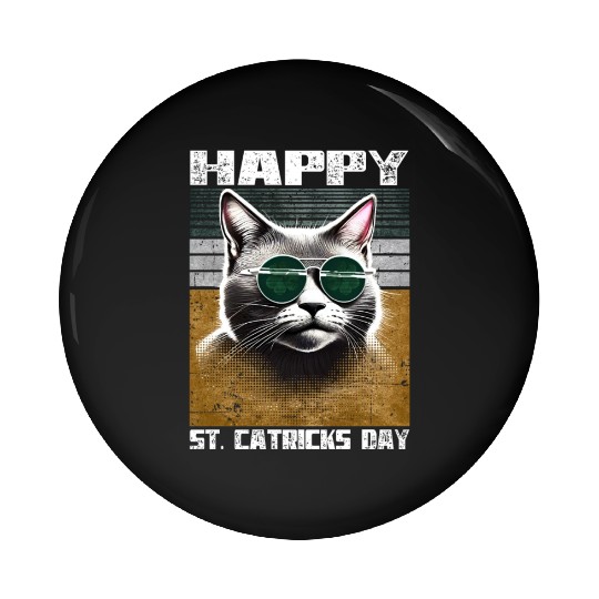 Happy St. Catricks Day Grey Cat Saint Patrick Gift Pin Buttons