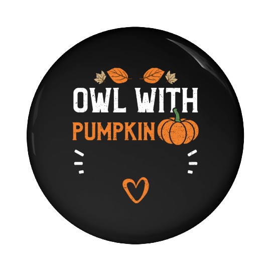 Owl With Pumpkin - Pumpkin Pin Buttons