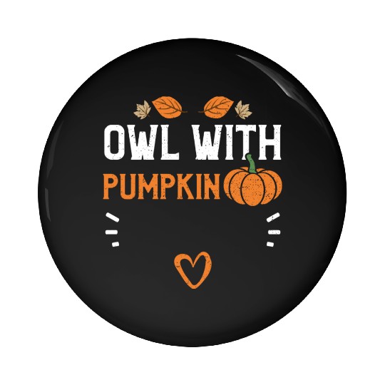 Owl With Pumpkin - Pumpkin Pin Buttons