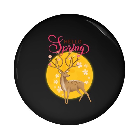 Hello Spring with cute deer Pin Buttons