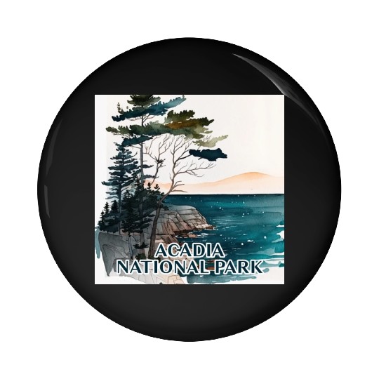 Acadia National Park Watercolor Pin Buttons