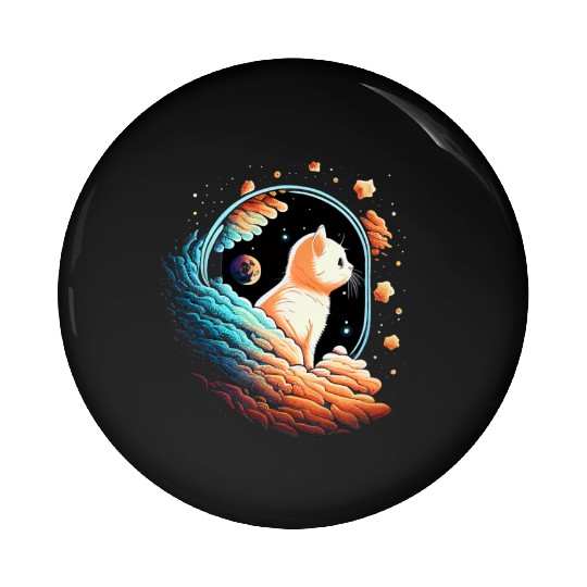 Astronaut Cat Space Cat on Galaxy Cat Lover Pin Buttons