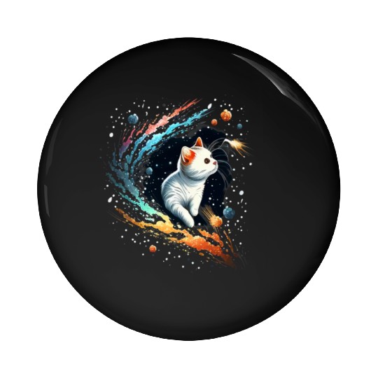 Astronaut Cat or Space Cat on Galaxy Cat Lover Pin Buttons