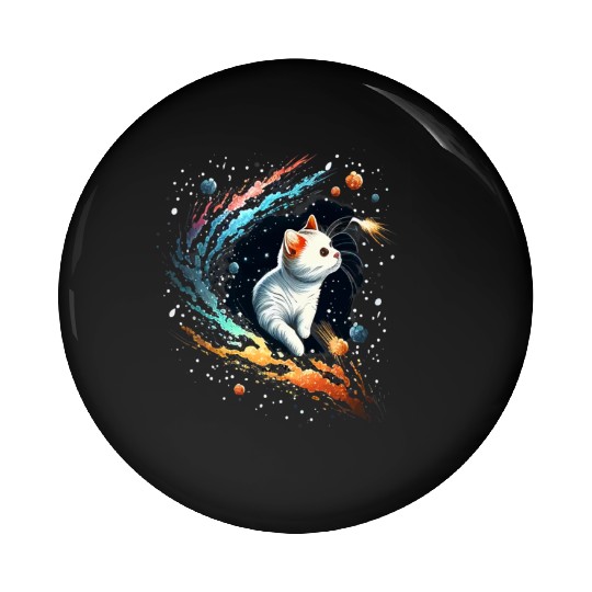 Astronaut Cat or Space Cat on Galaxy Cat Lover Pin Buttons