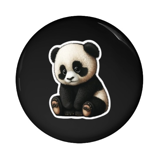 Cute little Panda playing design Pin Buttons
