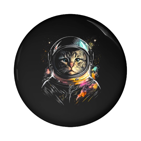 Space Cat on Galaxy Cat Lover Pin Buttons